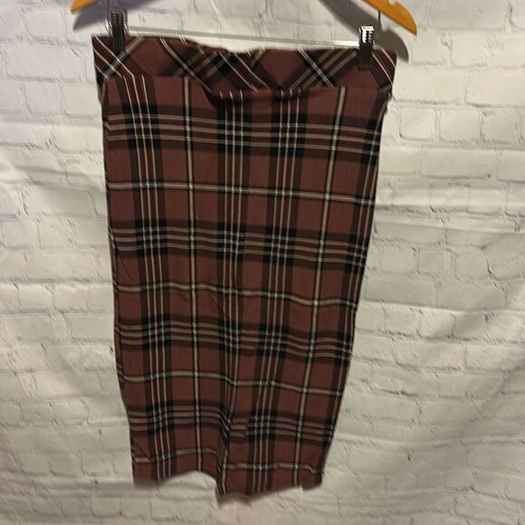 Torrid Brown Red Plaid Pencil Skirt Women’s Size 00 Stretch Career Skirt - Picture 2 of 8